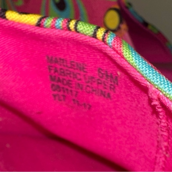 Loudmouth Women Marlene Shagadelic Wedges Sz 6.5M Pink 60s Retro Inspired Fabric - Picture 3 of 14